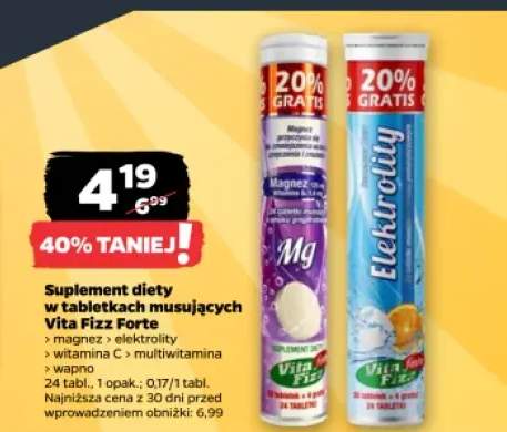 Suplement diety w tabletkach musujących Magnez Vita Fizz Forte +4 warianty