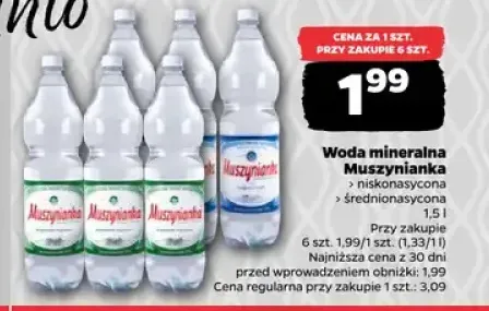 Woda mineralna Muszynianka niskonasycona +1 wariant