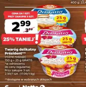 Twaróg delikatny z rzodkiewką Président +1 wariant
