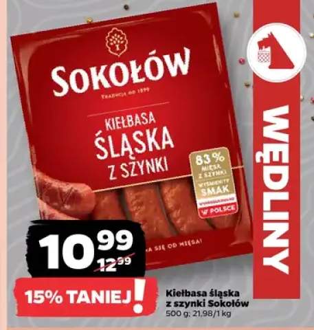 Kiełbasa śląska z szynki Sokołów