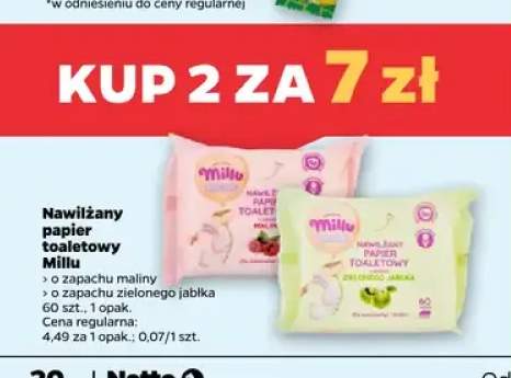 Nawilżany papier toaletowy o zapachu maliny Millu +1 wariant