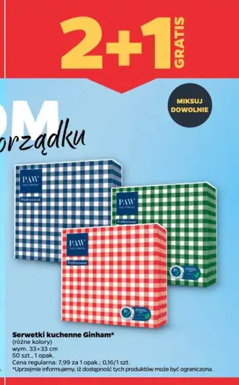 Serwetki kuchenne PAW Gingham niebieskie +2 warianty