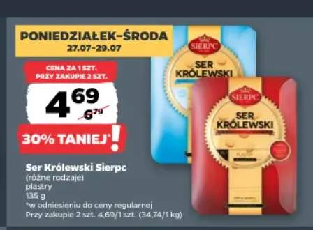 Ser żółty Królewski wędzony Sierpc plastry +1 wariant