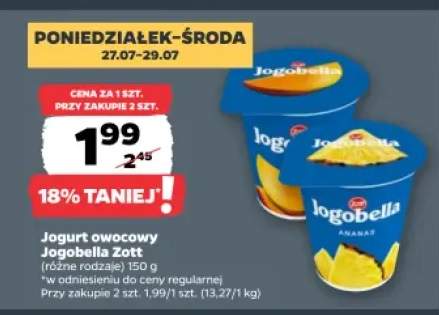 Jogurt owocowy Jogobella Zott brzoskwiniowy +1 wariant