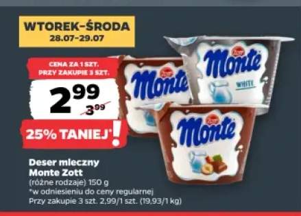 Deser mleczny Monte Zott +1 wariant