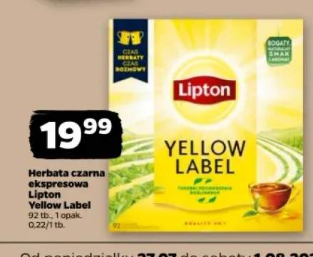 Herbata czarna ekspresowa Lipton Yellow Label