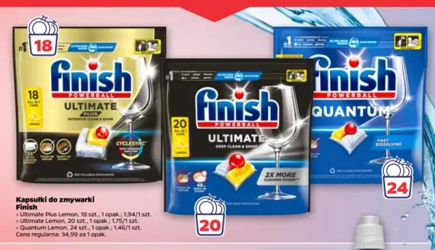 Kapsułki do zmywarki Finish Powerball Quantum Lemon +1 wariant