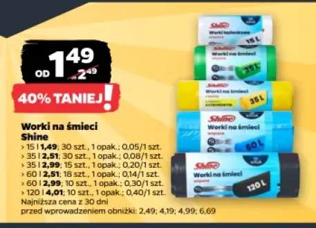 Worki łazienkowe wiązane Shine 15 l +5 wariantów