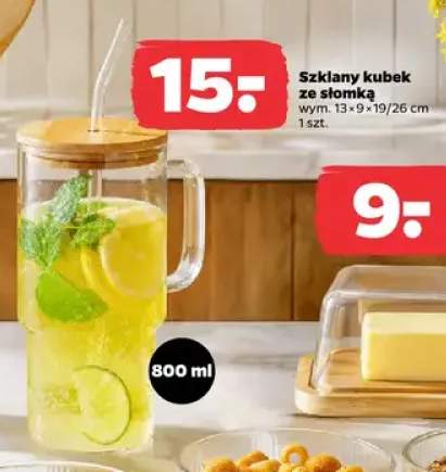 Szklany kubek ze słomką 800 ml