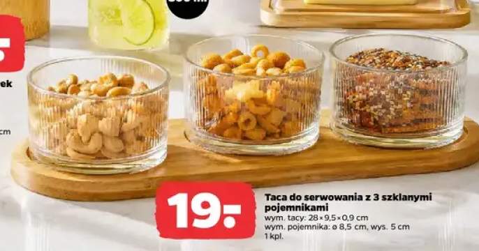 Taca do serwowania z 3 szklanymi pojemnikami
