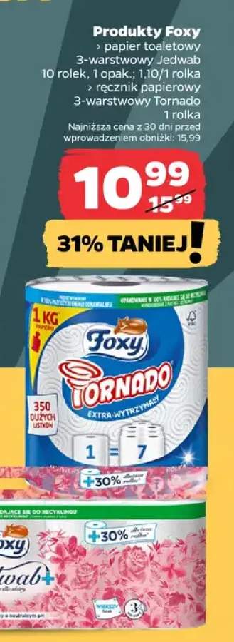 Papier toaletowy 3-warstwowy Jedwab Foxy +1 wariant
