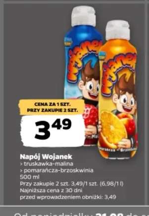 Napój Wojanek truskawka-malina +1 wariant