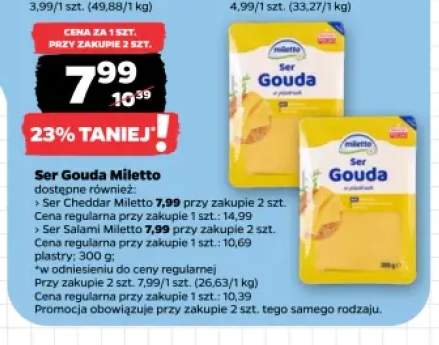 Ser cheddar w plastrach Miletto +2 warianty