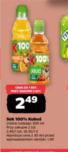 Sok pomarańcza Kubuś 100% +1 wariant