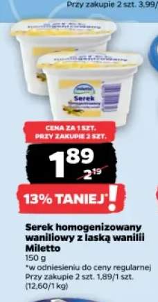 Serek homogenizowany waniliowy z laską wanilii Miletto