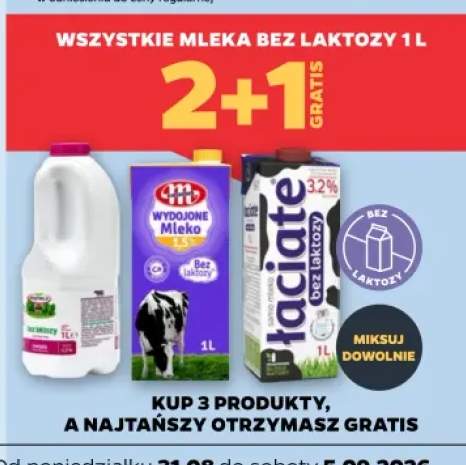Mleka bez laktozy 1 l +3 warianty
