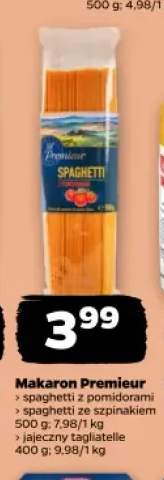 Makaron spaghetti ze szpinakiem Premieur +2 warianty
