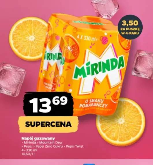 Napój gazowany Mirinda 4-pak 330 ml +4 warianty