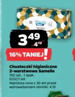 Chusteczki higieniczne 2-warstwowe Samelle