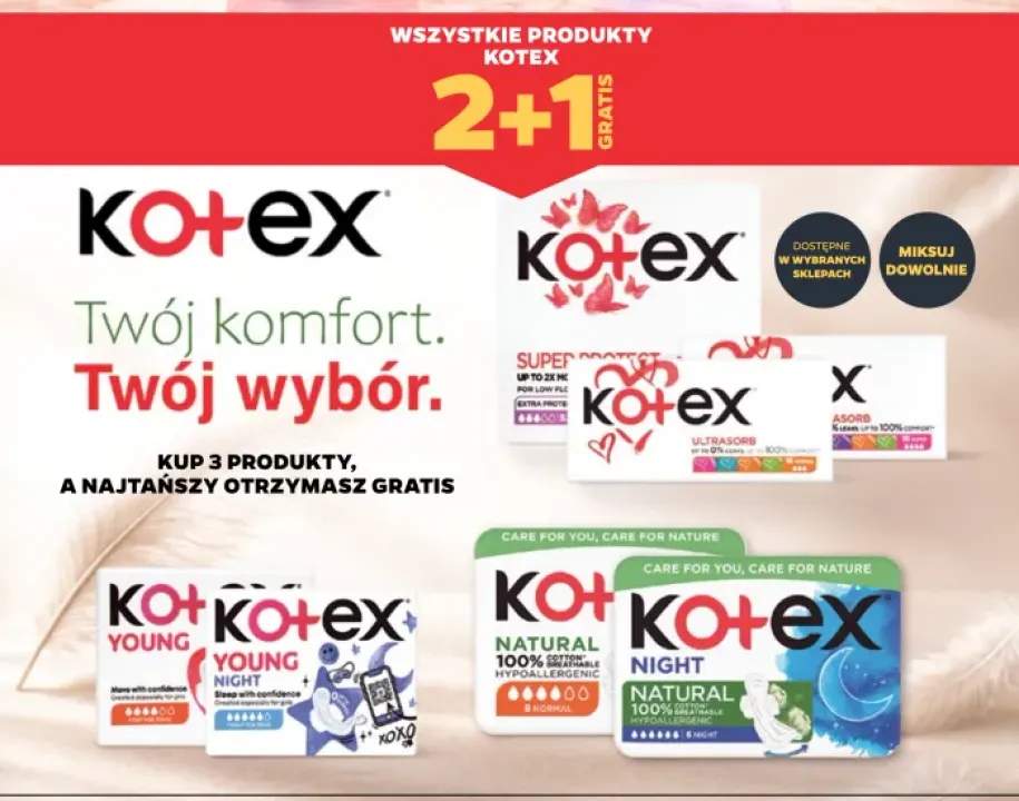 Produkty Kotex +7 wariantów