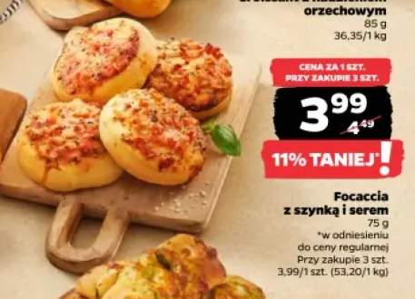 Focaccia z szynką i serem