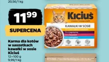 Karma dla kotów w saszetkach kawałki w sosie Kiciuś 12-pak