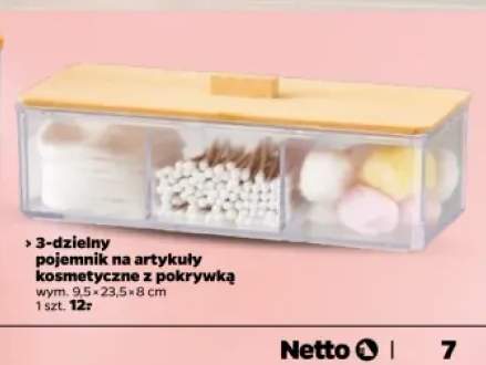 3-dzielny pojemnik na artykuły kosmetyczne z pokrywką 9,5x23,5x8 cm