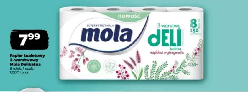 Papier toaletowy 3-warstwowy Mola Delikatna 8-pak