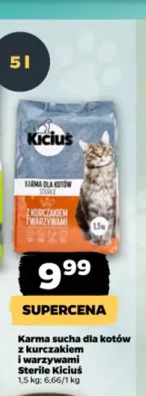 Karma sucha dla kotów z kurczakiem i warzywami Sterile Kiciuś