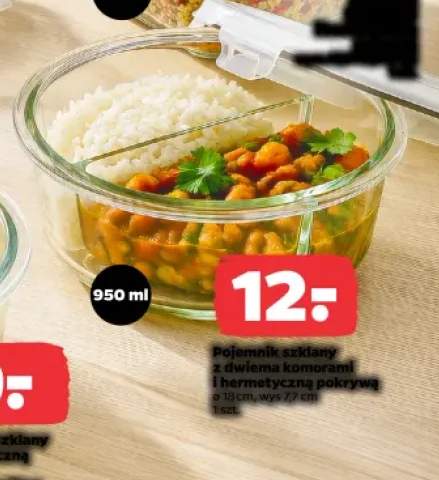 Pojemnik szklany z dwiema komorami i hermetyczną pokrywą Fresh 950 ml