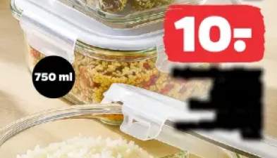 Pojemnik szklany z dwiema komorami i hermetyczną pokrywą Fresh 750 ml