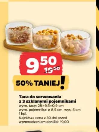 Taca do serwowania z 3 szklanymi pojemnikami
