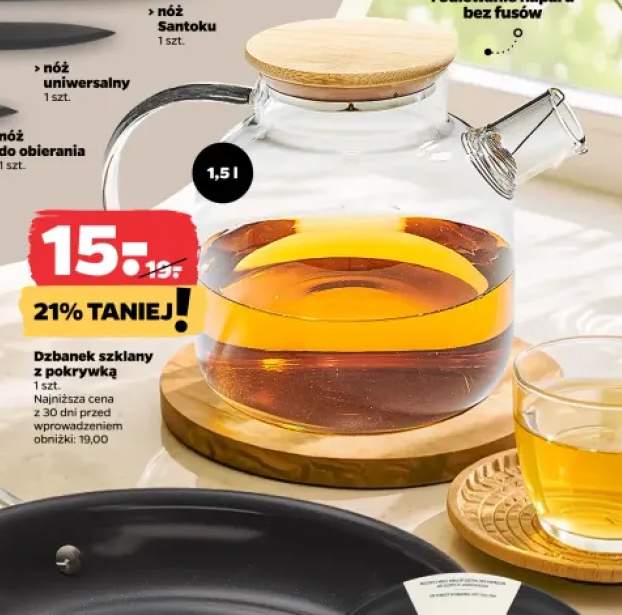 Dzbanek szklany z pokrywką 1,5 l