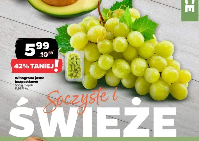Winogrono jasne bezpestkowe