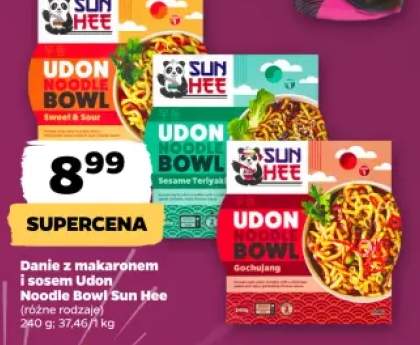 Danie z makaronem i sosem Udon Noodle Bowl Sweet & Sour Sun Hee +2 warianty