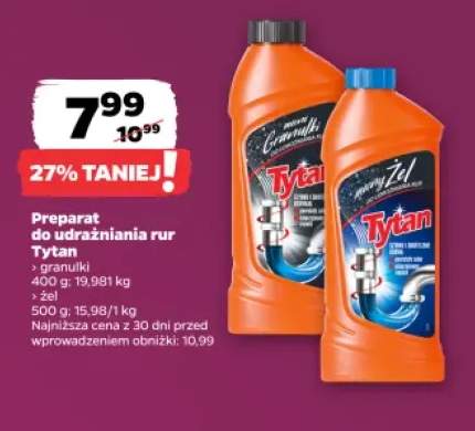 Preparat do udrażniania rur granulki Tytan +1 wariant