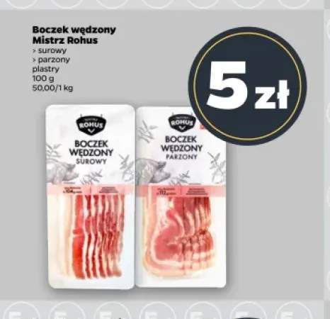 Boczek wędzony parzony w plastrach Mistrz Rohus +1 wariant