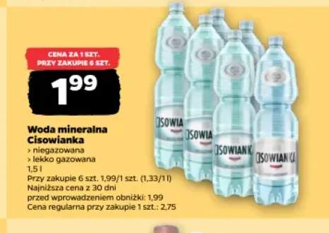 Woda mineralna niegazowana Cisowianka +1 wariant