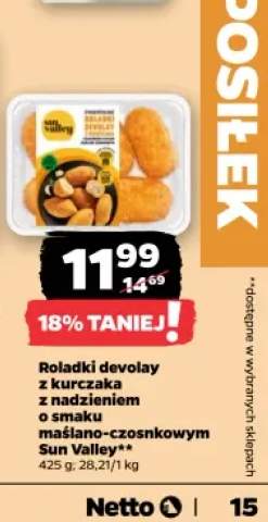 Roladki devolay z kurczaka z nadzieniem o smaku maślano-czosnkowym Sun Valley