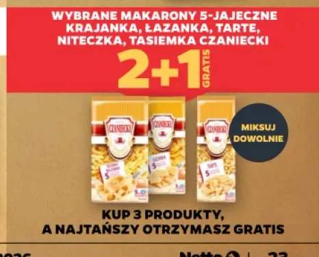 Makarony 5-jajeczne krajanka, łazanka, tarte, niteczka, tasiemka Czaniecki +5 wariantów