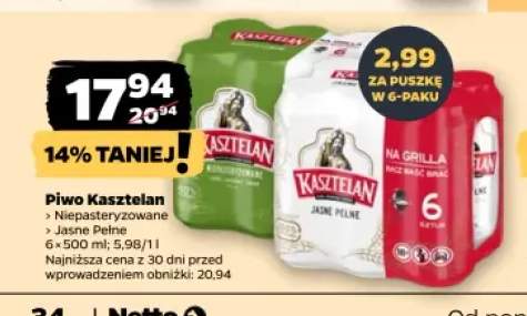 Piwo Kasztelan Niepasteryzowane 6-pak 500 ml +1 wariant