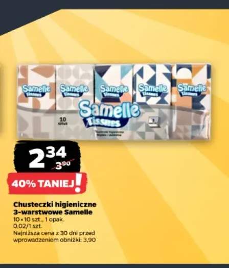 Chusteczki higieniczne 3-warstwowe Samelle 10-pak