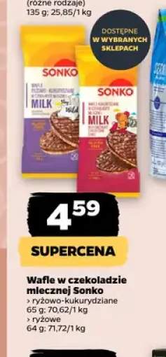 Wafle w czekoladzie mlecznej ryżowo-kukurydziane Sonko +1 wariant