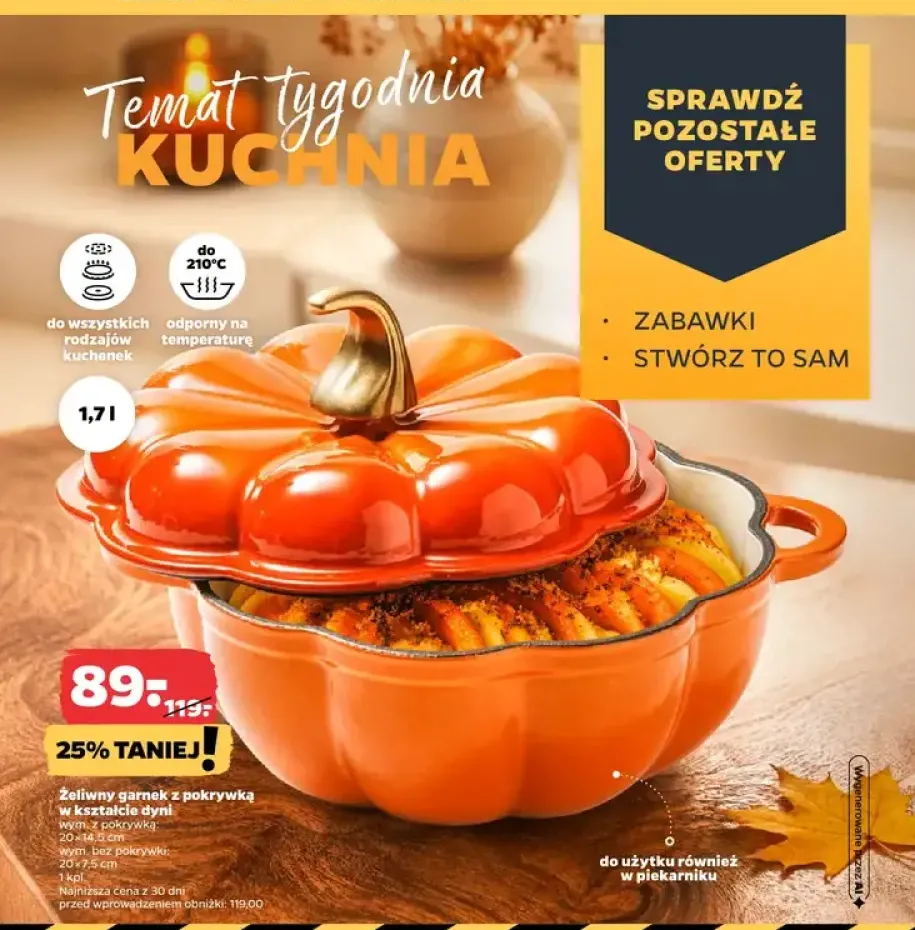 Żeliwny garnek z pokrywką w kształcie dyni 1,7 l