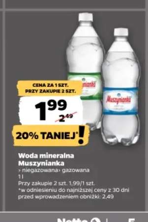 Woda mineralna niegazowana Muszynianka +1 wariant