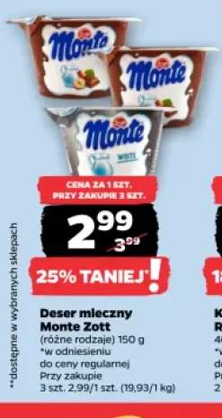 Deser mleczny Monte Zott +1 wariant