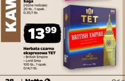 Herbata czarna ekspresowa TET Lord Grey +1 wariant