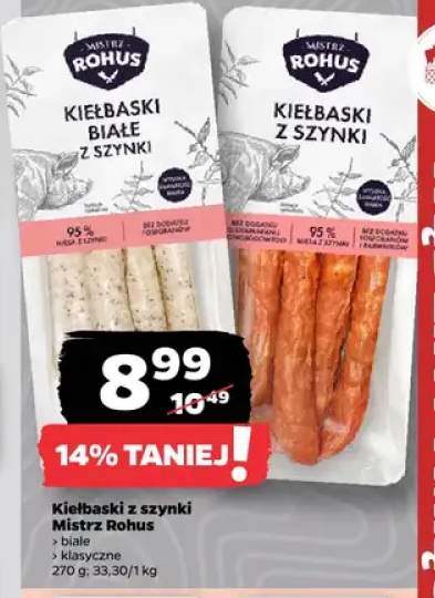 Kiełbaski z szynki białe Mistrz Rohus +1 wariant