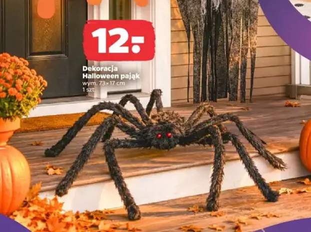 Dekoracja Halloween pająk 73x17 cm
