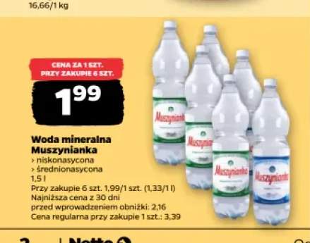 Woda mineralna gazowana Muszynianka niskonasycona +1 wariant